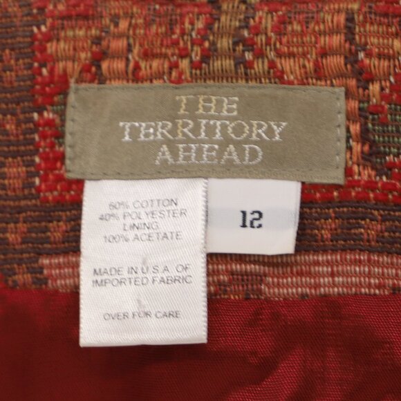 THE TERRITORY AHEAD VINTAGE Women's Tapestry Woven Vest Zip-Up Sweater Size 12 - Picture 5 of 5
